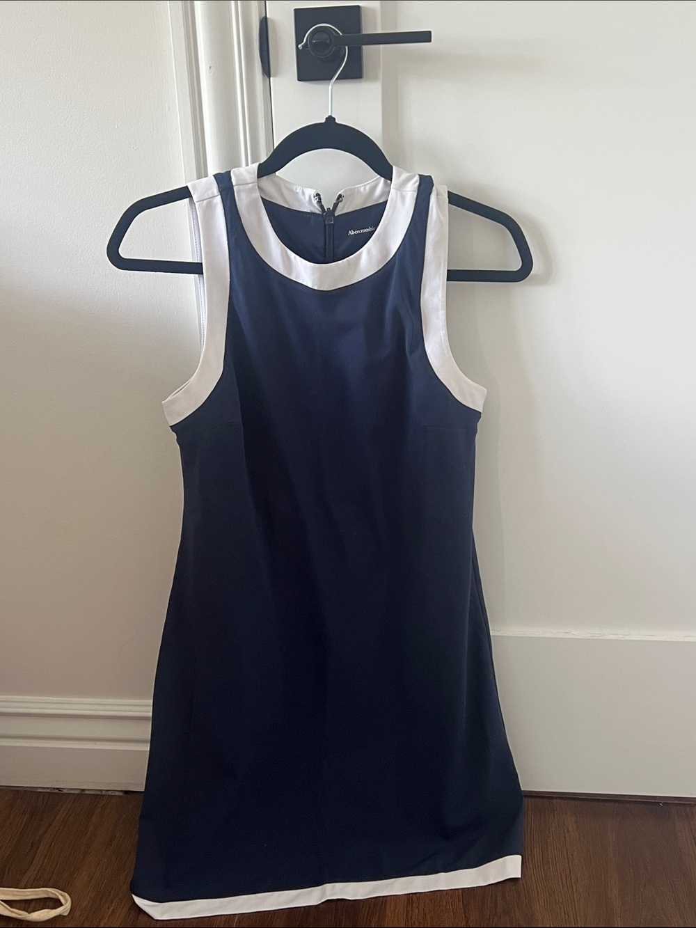 Abercrombie & Fitch Navy and White Sleeveless Midi Shift Dress